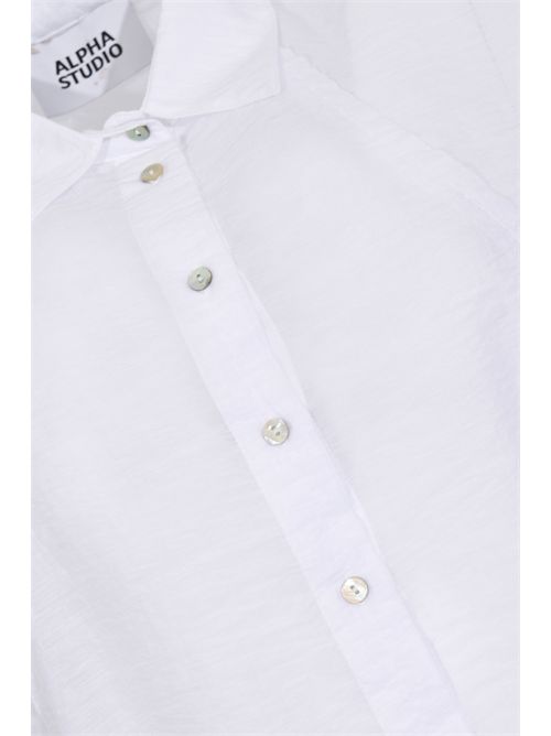 Camicia relaxed in mussola di cotone Bianco Alpha Studio | AD-6542L2000